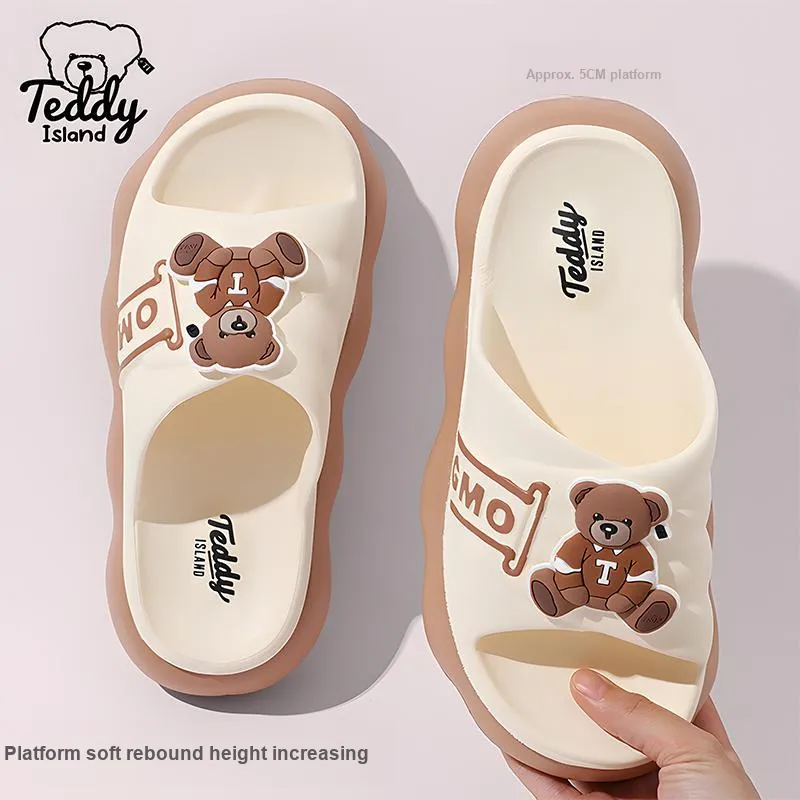 TEDDY ISLAND Cute Bear Women's Sandals Multicolor Home Soft Sole EVA Thickened Bottom Outerwear Slide Slippers-12