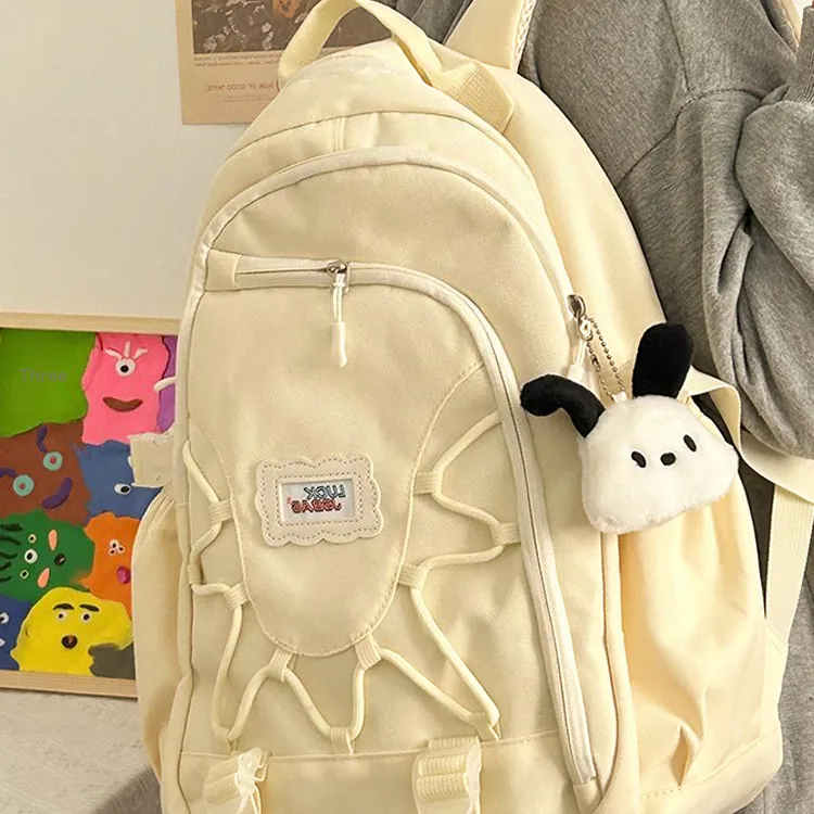 Rainbow Girl Nylon Backpack Regular Women's Red With Charm/White With Charm/Pink With Charm/Blue With Charm-3