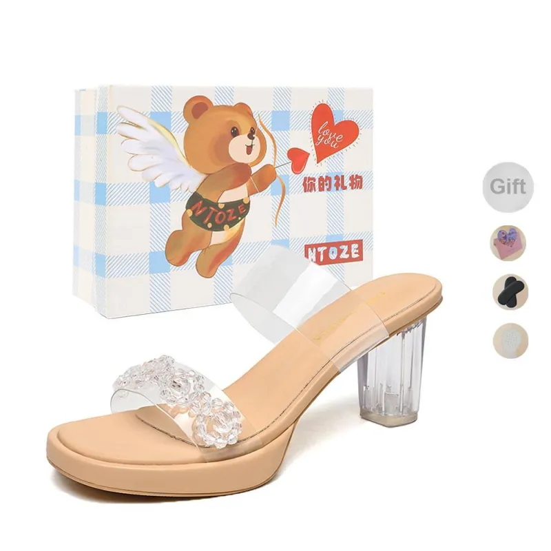NTOZE Slide Slippers Women's Apricot Gift Box Set-7