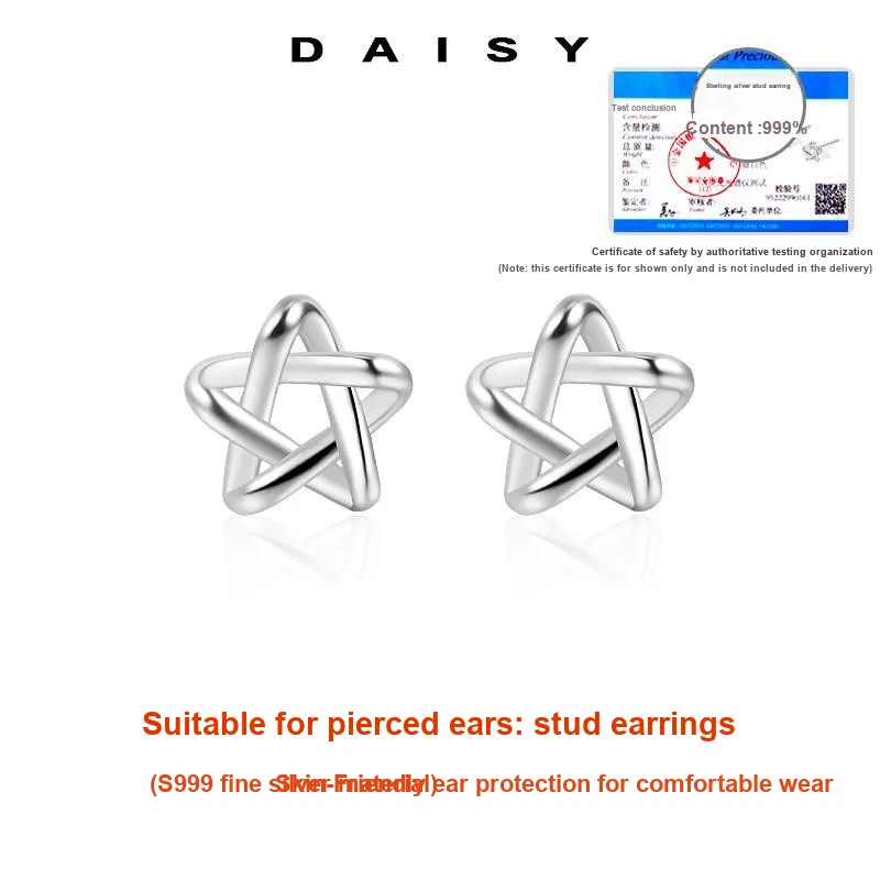 Daisy Dream 999 Fine Silver Stud Earrings Women's-2
