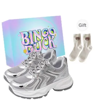BINGO DUCK Cushioning Slip Resistant Height Increasing Lightweight Breathable Low Top Chunky Sneakers Women's