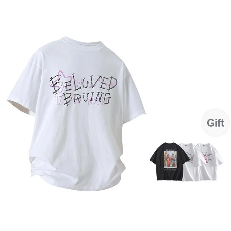 BRUMAIRE T Shirt Unisex Apricot Comes With Random Print Short Sleeved Top-4