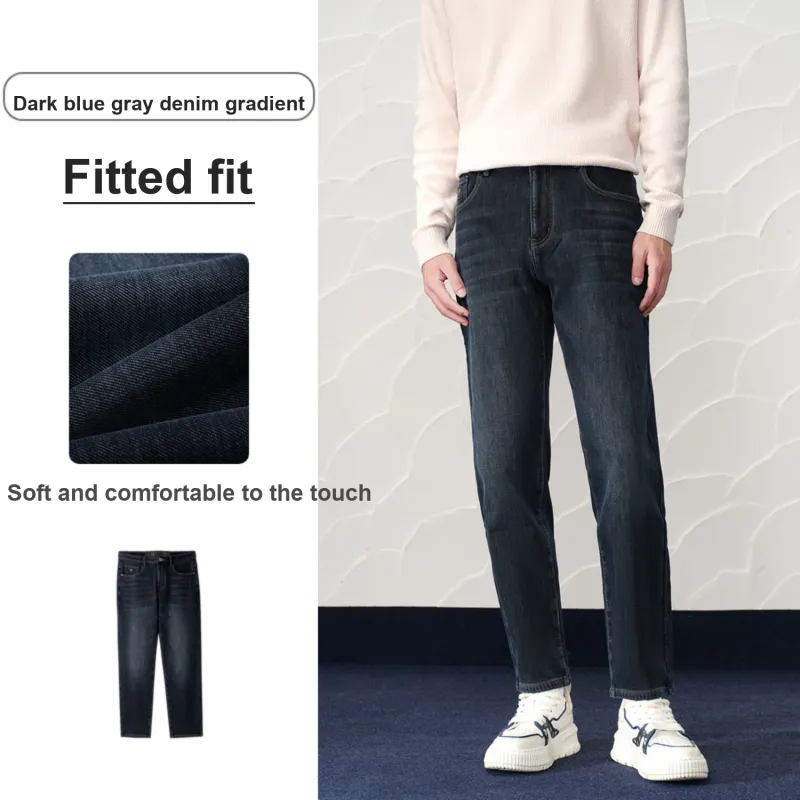 HLA Jeans Men Blue Gray Denim Gradient Dark 5F-2
