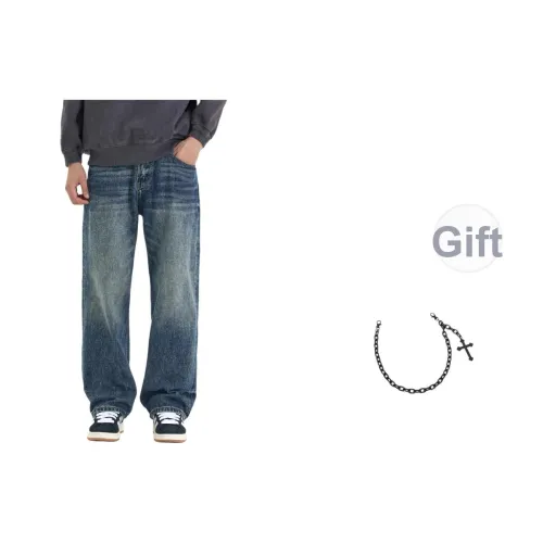 JHO Ностальгический синий унисекс джинсы