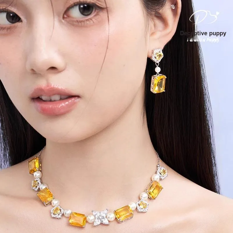 PARANOID PUPPY Full Diamond Zircon Earrings Women's-3
