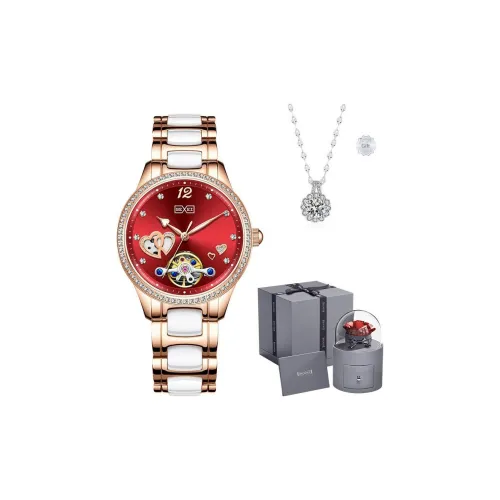 BEXEI Механический Movement Женские часы 34 мм Красные