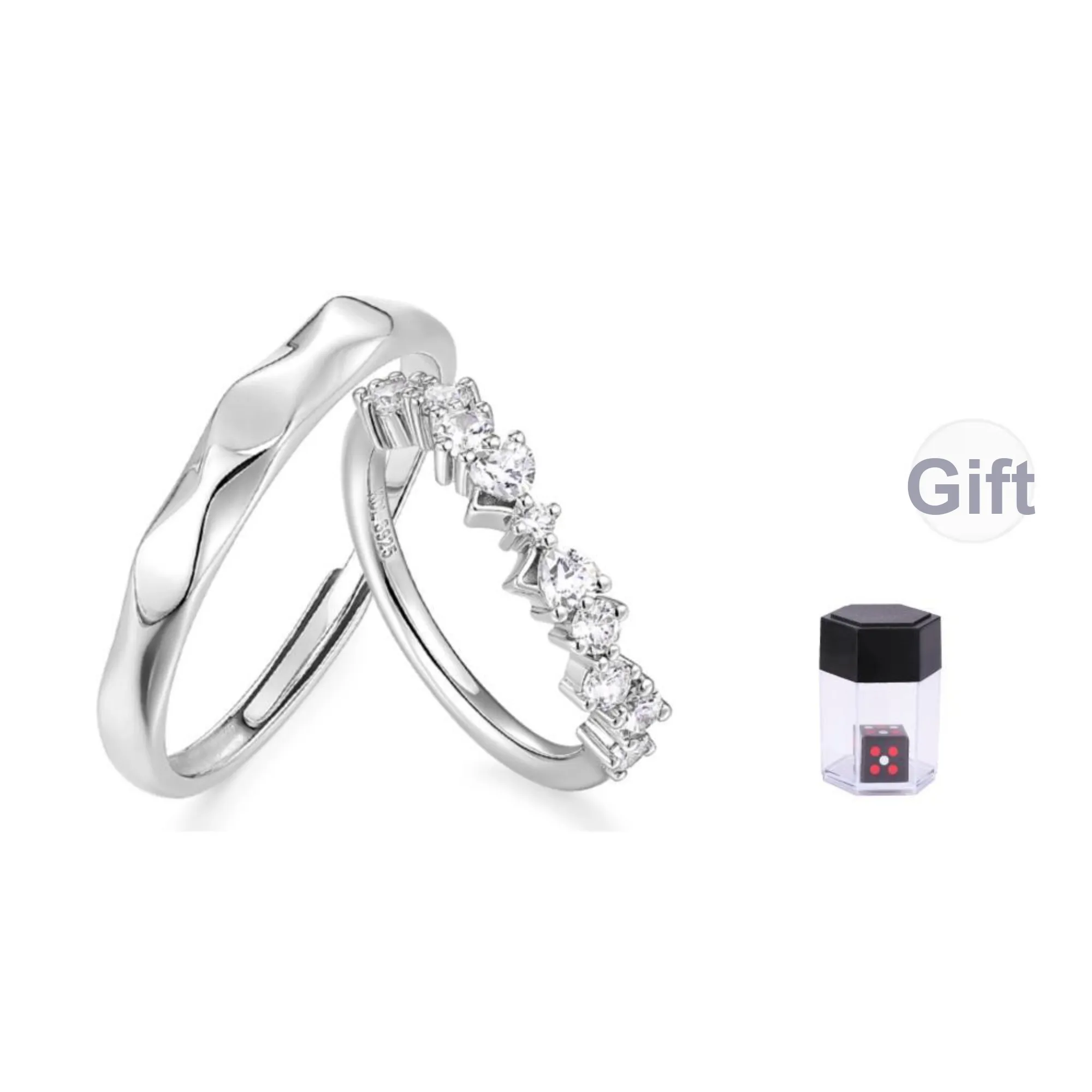 KADER 925 Sterling Silver Rings Unisex Silver White Box