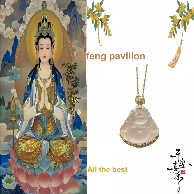 Xifeng Building Chalcedony Jade Pendant #Good Luck Women's-9