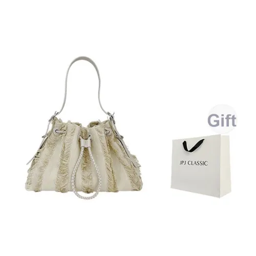 JPJ Crinkle Ткань Сумка Плечевая Сумка Средний Женский Бежевый Абрикос Туманный Серый