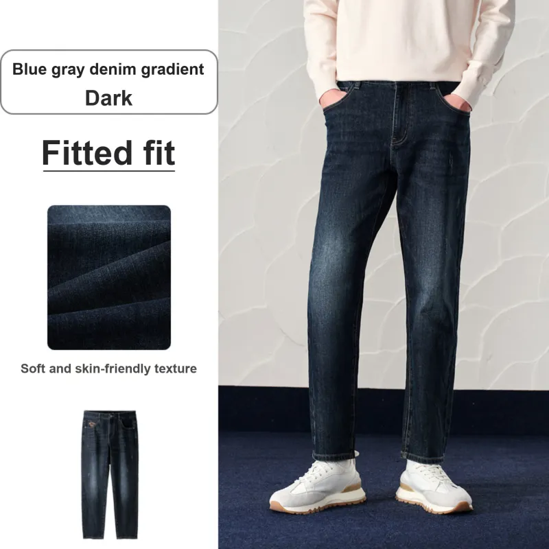 HLA Jeans Men Blue Gray Denim Gradient Dark 5A-3