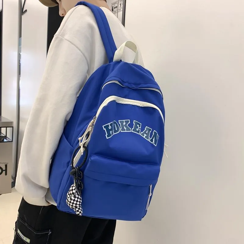 Yalu Nylon Backpack Unisex Klein Blue/White/Black/Red/Light Blue-3
