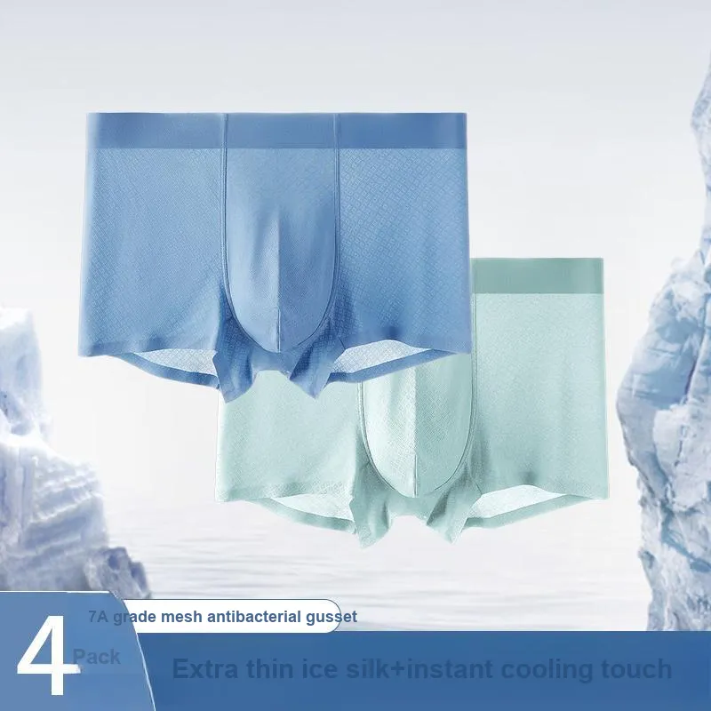 RED DRAGONFLY Ice Silk Underpants Seamless Skin Friendly Comfortable Men's Gift Box Combination-4