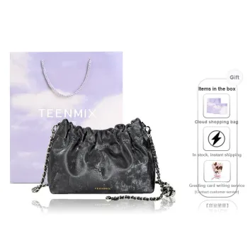 Teenmix Synthetic Leather With Cow Leather Shoulder Bag Regular Women's Olive Green/Graphite Black