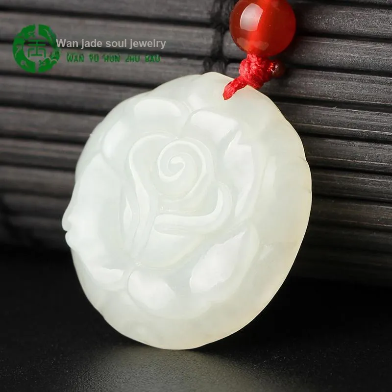 WANYUHUN Hetian Jade Pendants White Jade Unisex-3