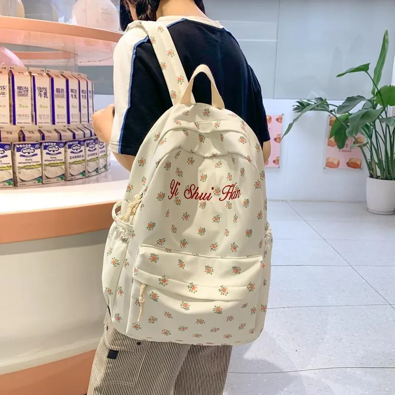 KAMLUI Nylon Backpack Women's Red Floral/Blue Floral-2