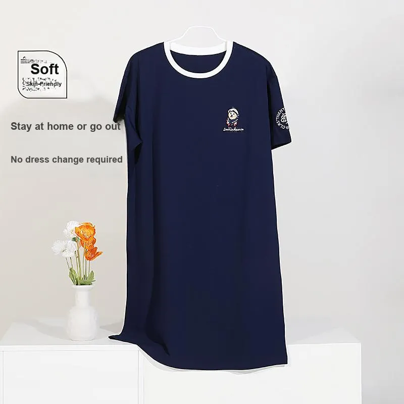 XIAFENYAN Nightgown Women's Dark Blue-7