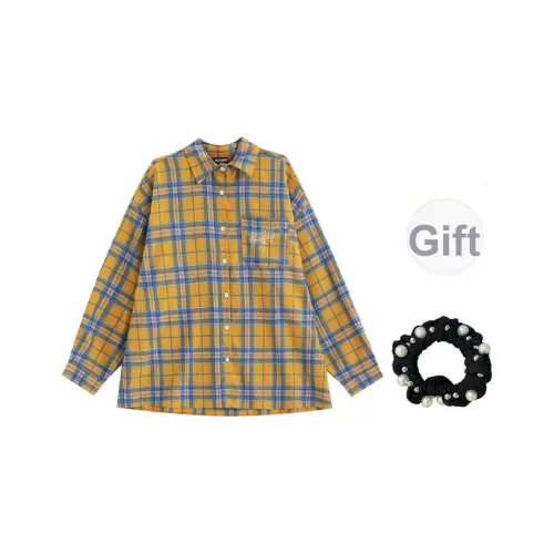 WUSHANSHAN Желтый + Резинка для волос + С подарками Женские Рубашки