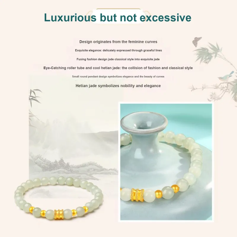 LAOMIAO Hetian Jade Bracelets Pale Greenish White Jade Women's-1