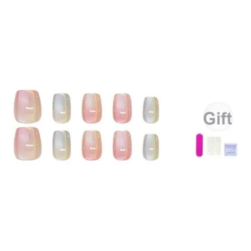 XIBI Гальванизированный Кошачий глаз False Nail Съемный Декор для Ногтей в Конфетном цвете COLORS Короткий LADDER Сине-розовый Градиент