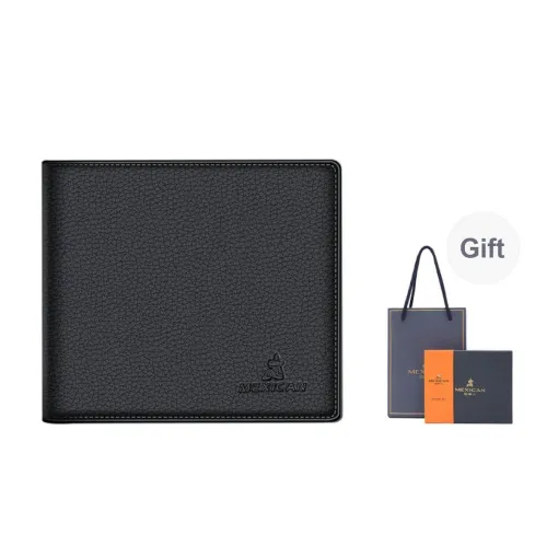 MEXICAN Litchi Grain Cow Leather Wallet Regular Men's Black