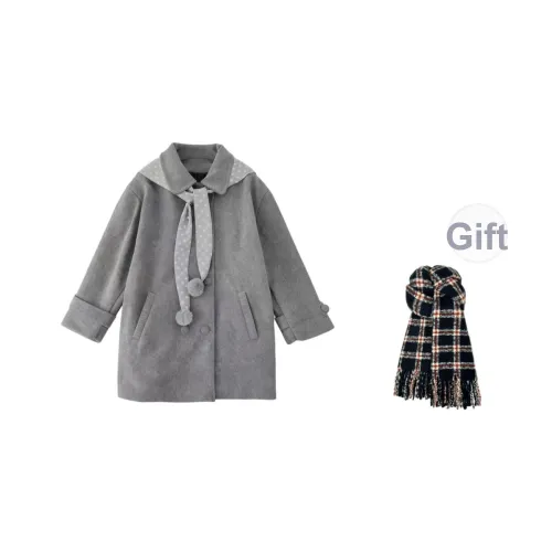 GHPC Серый Шерстяной Утепленный Включает Шаль и Шарф Женское Пальто