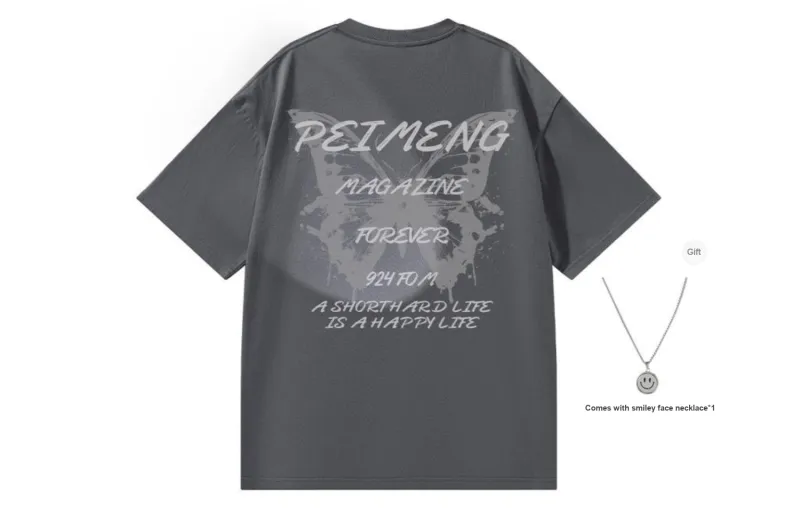 PEIMENG Short Sleeved T Shirts Unisex Comes With Necklace-32