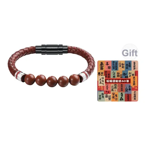 TIANWANG Красный агат Нишевый Китайский стиль Натуральная кожа Ткани Вязаные Браслет из бусин удачи Унисекс Новый год Красный