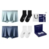 7A Antibacterial 120S Modal[Cyan+Royal Blue][100% cotton Socks 2 Pack]Box