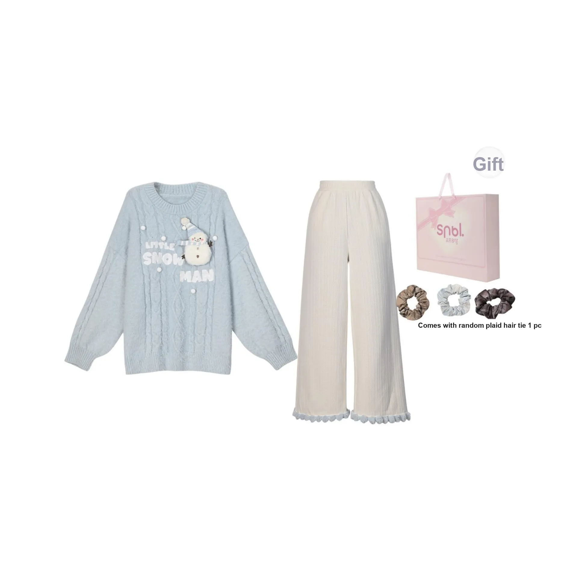 Snbl Синий Свитер + Брюки Женские Повседневные Костюмы