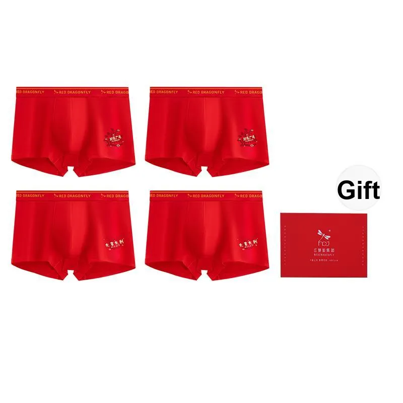 RED DRAGONFLY Cotton Panties Men's 4 Pack Gift Box Set