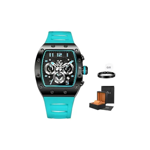 FR Beast Collection Кварцевый механизм Силиконовый ремешок Мужские часы Черный циферблат