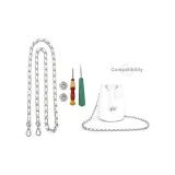 [Crossbody]White Leather Chain 120cm