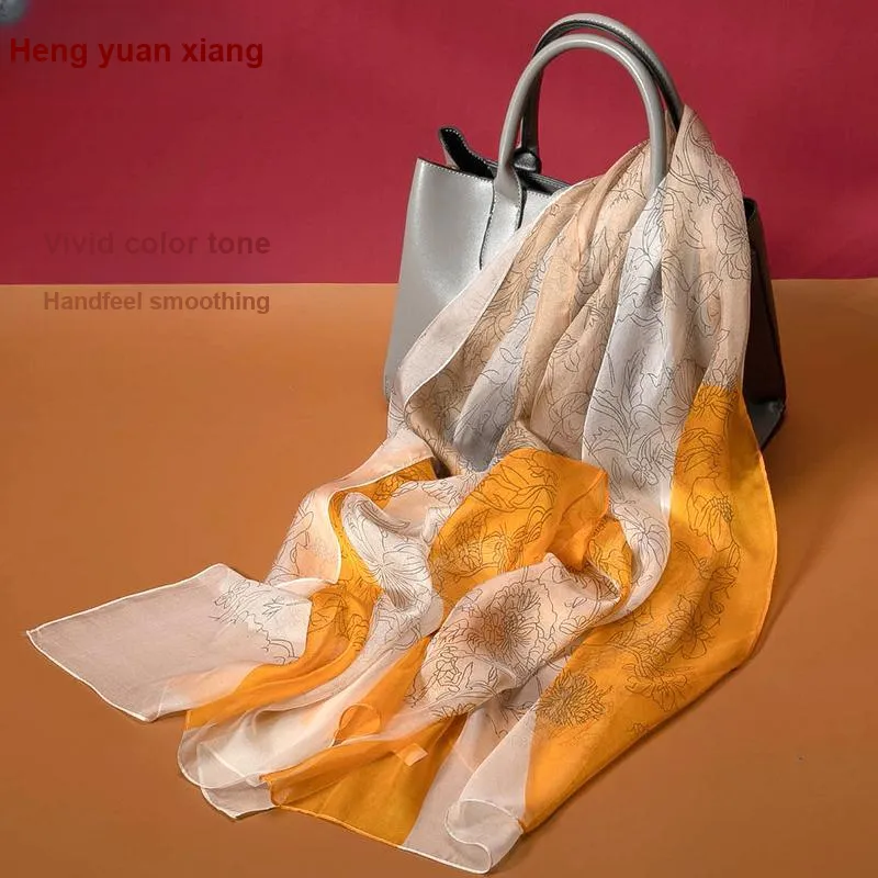 H YXIANG Silk Scarves Women's-20