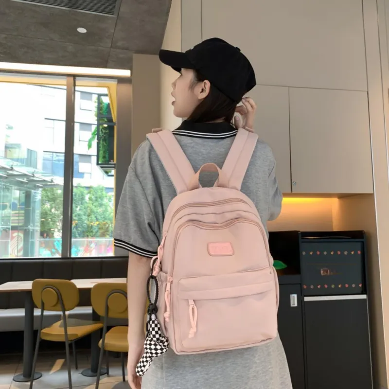 SUN ERATH&U Nylon Backpack Unisex White/Black/Purple/Blue/Pink-16
