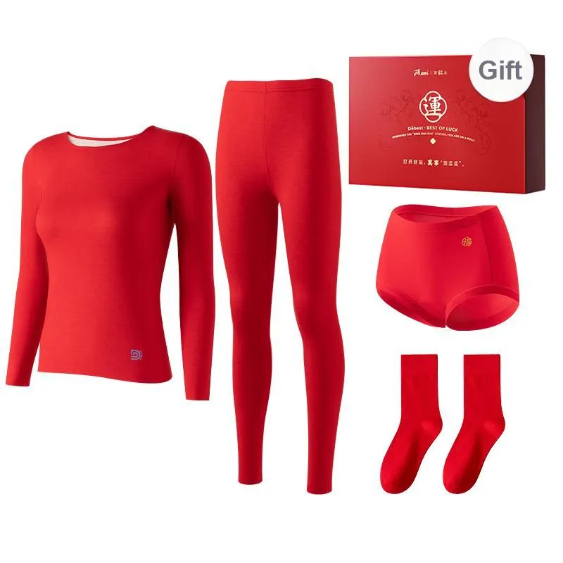 Top Melon Thermal Set Women's Gift Box Set China Red-0