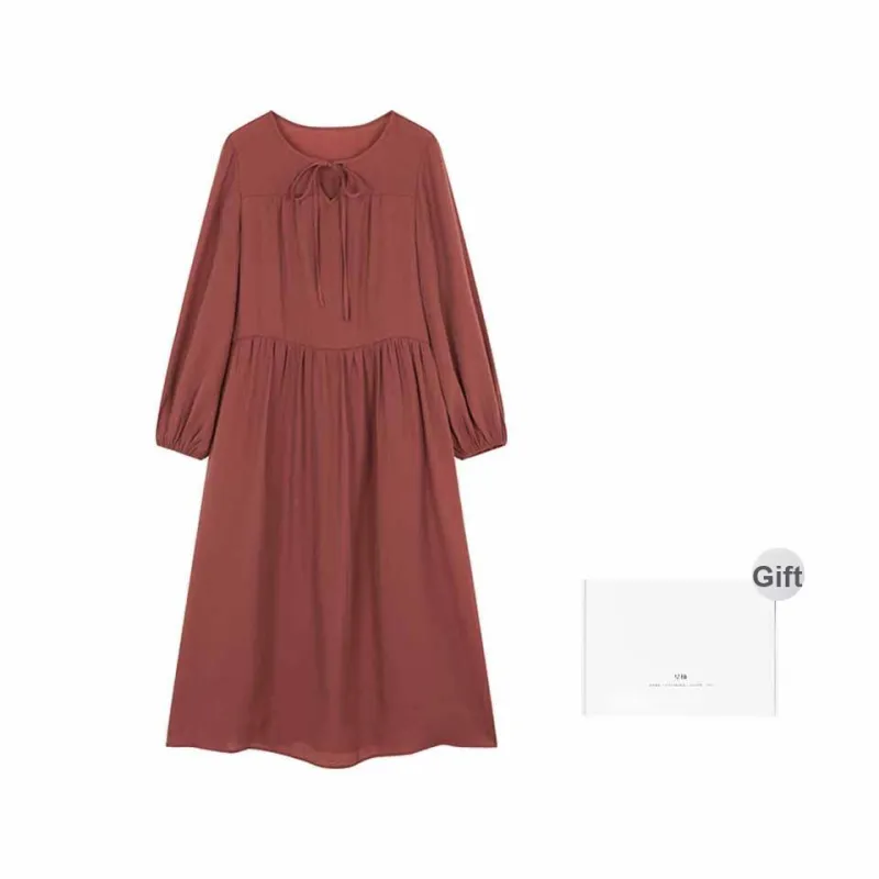 Mo Han Yi Mei Long Sleeved Dress Women's Flowing Vermilion-0