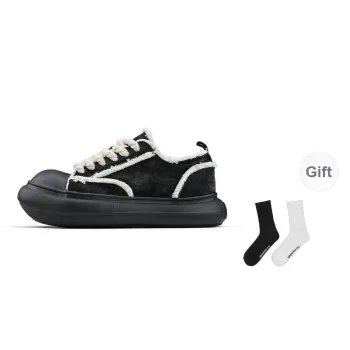 HANQIAORIJI Rakura Series Wear Resistant Height Increasing Low Top Skateboard Shoes Unisex Black