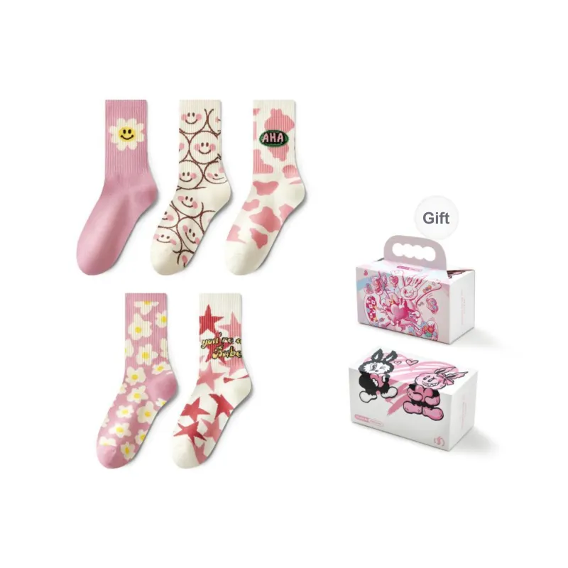 PLAN IN Mid Calf Socks Unisex 5 Pairs Gift Box Set-6
