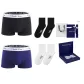 Long Staple Cotton[Black+Royal Blue]+[100% cotton Crew Socks × 2 Pack]Gift Box Set