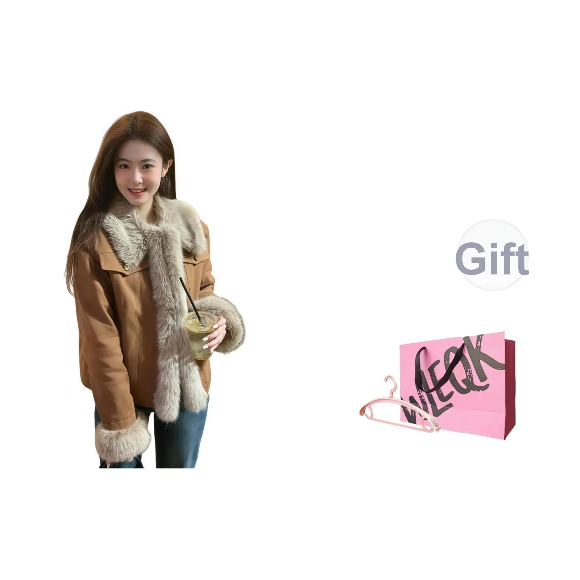 WLEQK Коричневый Женские Меховые изделия