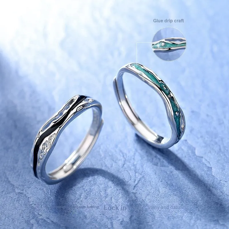ENFANTIN S999 Fine Silver Glue Drip Rings Unisex-3