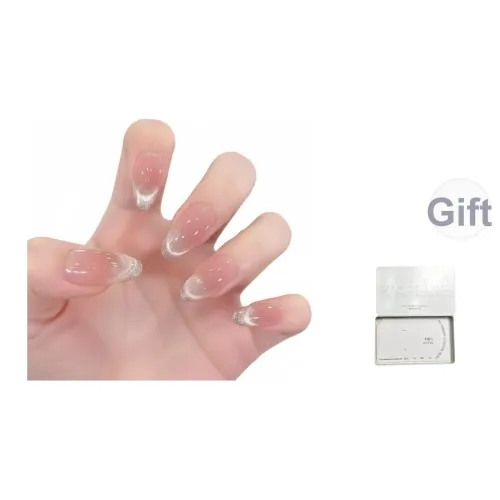 K'APEINE Нет Макияж Ручной Накладные ногти MID Длина (размер в длину) Овал Укороченный Розовый Градиентный Кошачий глаз