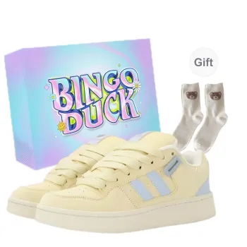 BINGO DUCK Coverage Low Top Skateboard Shoes Women's Yellow Blue
