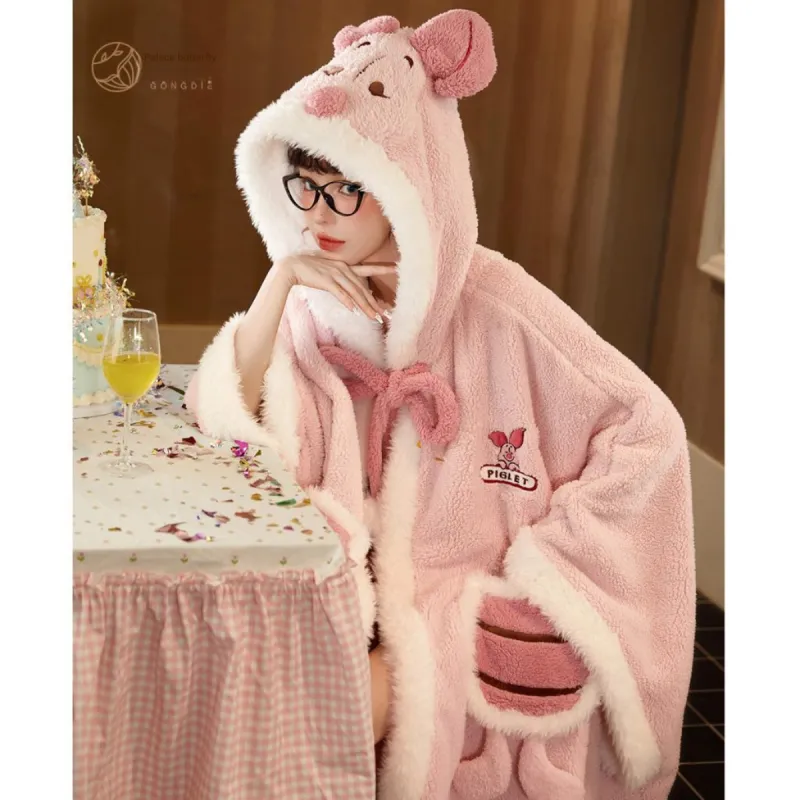 Gongdie x Disney Bath Robes Women's Pink-4