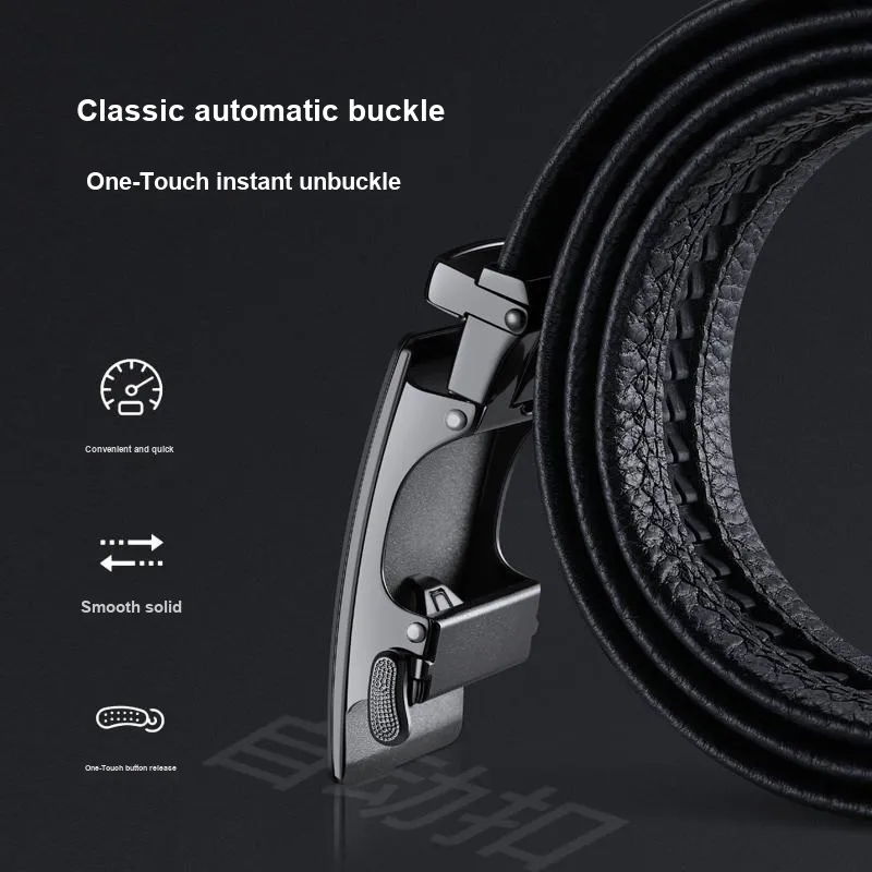 AOKANG Top Grain Cow Leather Belts Men's Silver Gunmetal 3.5cm-11