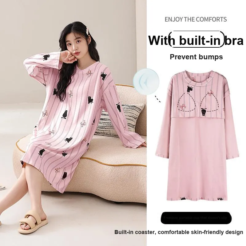 XIAFENYAN Nightgown Women's Pink-1