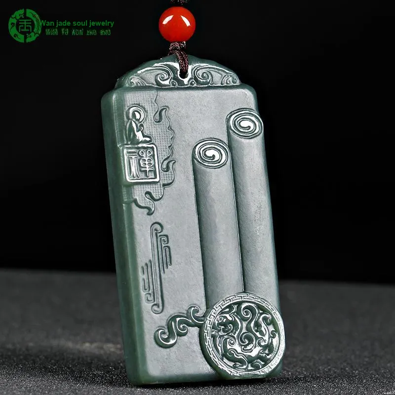 WANYUHUN Hetian Jade Pendants Green Jade Unisex-3