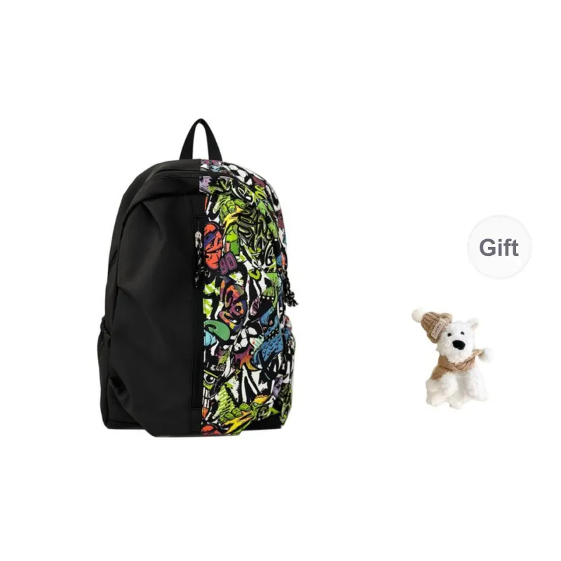 Yalu Nylon Backpack Regular Unisex White/Red/Green-17