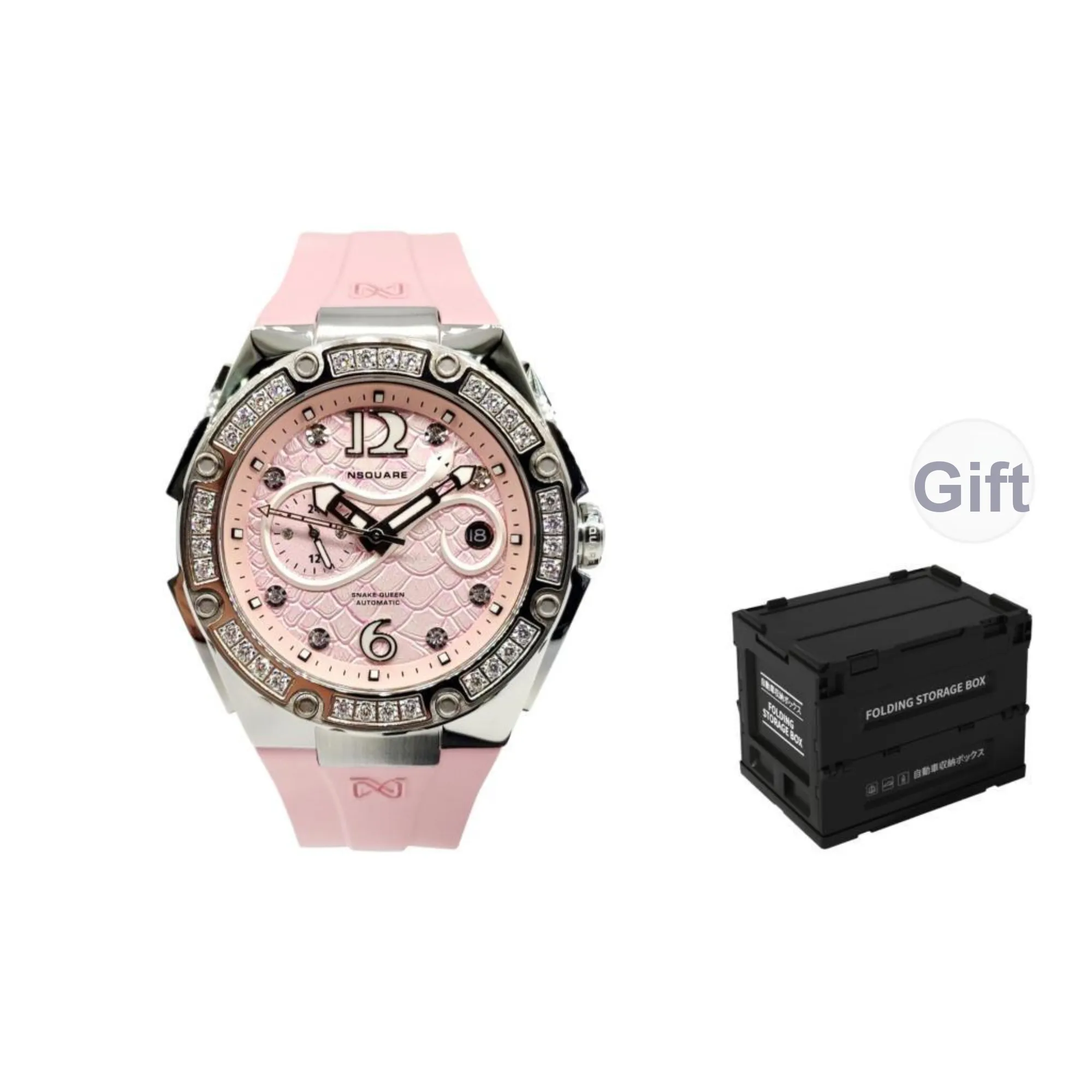 NSQUARE Queen Snake Collection Automatic Mechanical Movement Watch Women's Watch Pink Watch Dial