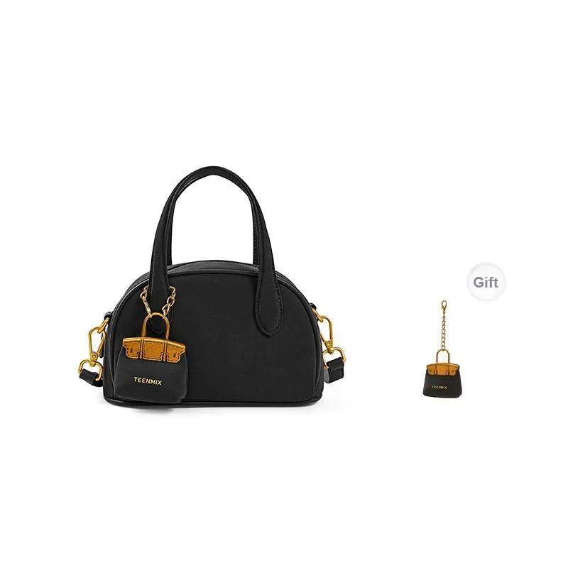 Teenmix Cow Leather Handbag, Crossbody Bag, Shoulder Bag, Bowling Bag Women's Brown/Coffee/Black-15